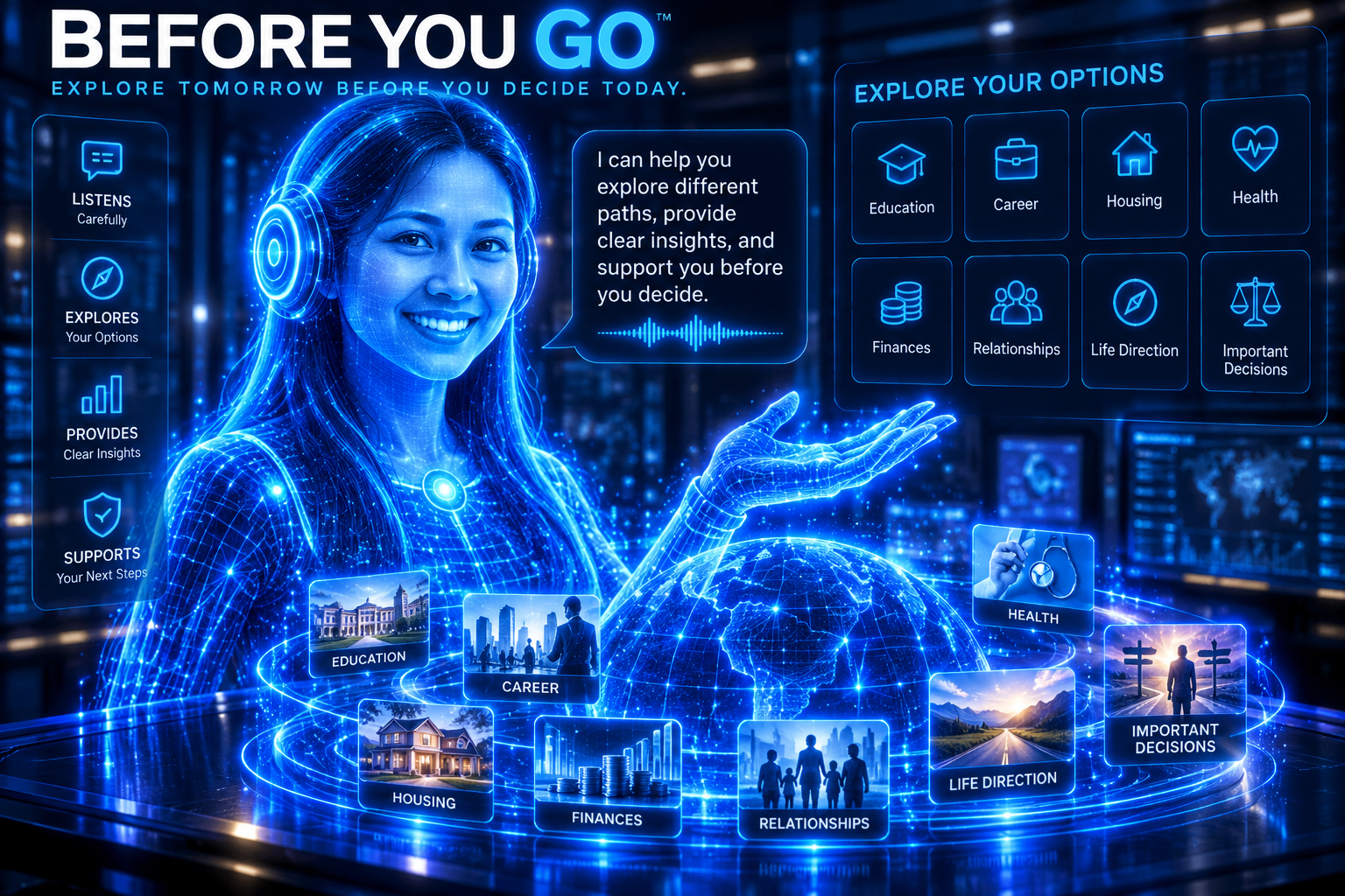 Approved BEFORE YOU GO AI holographic Loy website artwork